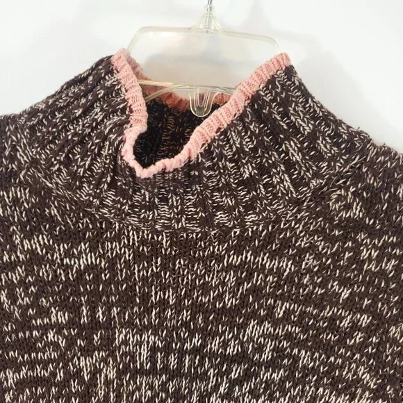Vintage Harolds Womens Brown Cream Pink Knit Turtleneck Lng Slv Sweater Medium - Picture 5 of 10